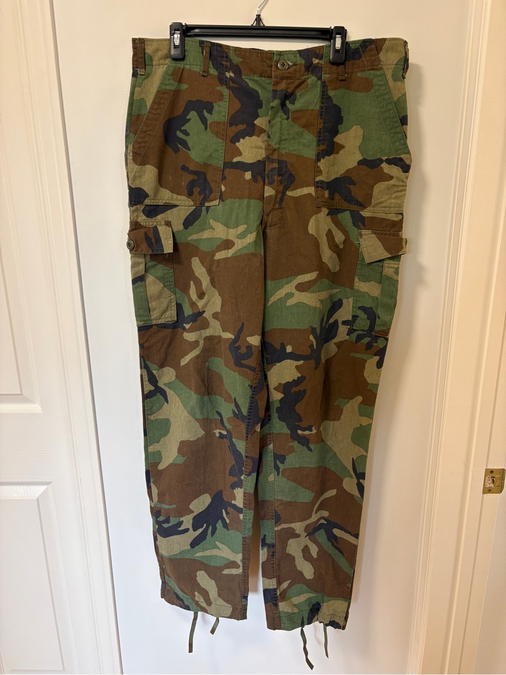VINTAGE MILITARY CAMO CARGO PANTS Woodlands 507 Utility Size 38 x 30